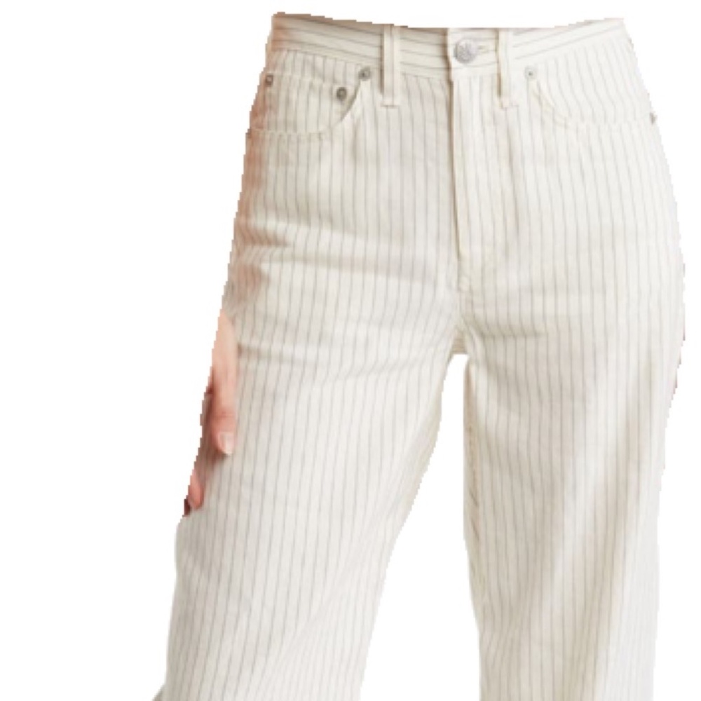 rag & bone Logan Stripe Wide Leg Linen & Cotton Blend Jeans, 6